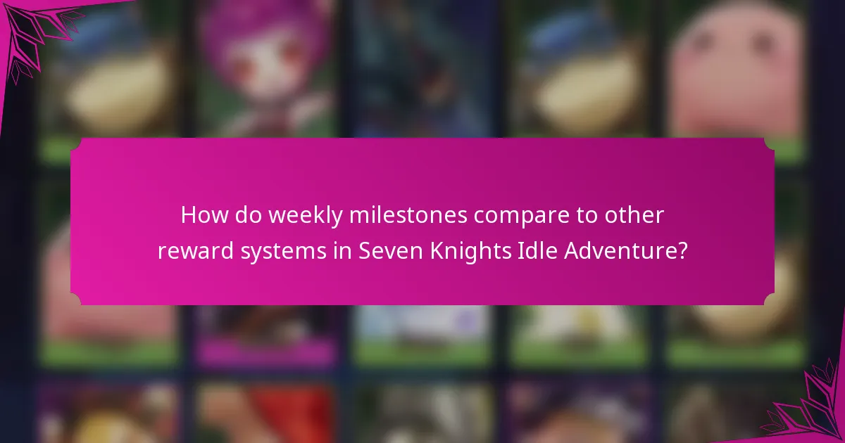 How do weekly milestones compare to other reward systems in Seven Knights Idle Adventure?