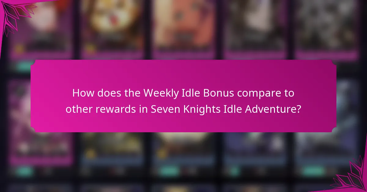 How does the Weekly Idle Bonus compare to other rewards in Seven Knights Idle Adventure?